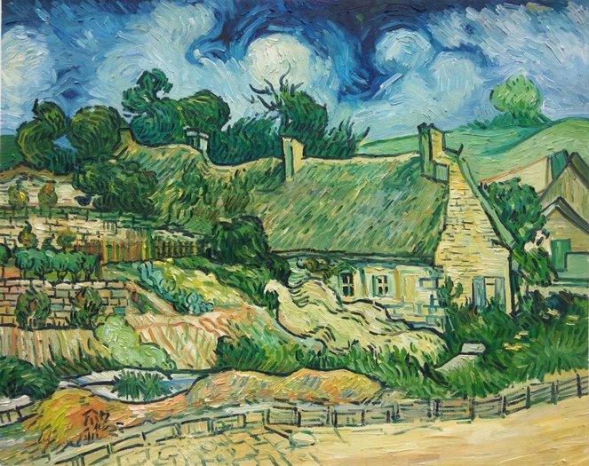 Thatched Cottages At Cordeville Reproduction Van Gogh Studio