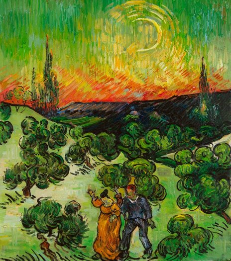 Couple Walking among Olive Trees, Vincent Van Gogh iPhone Skin by