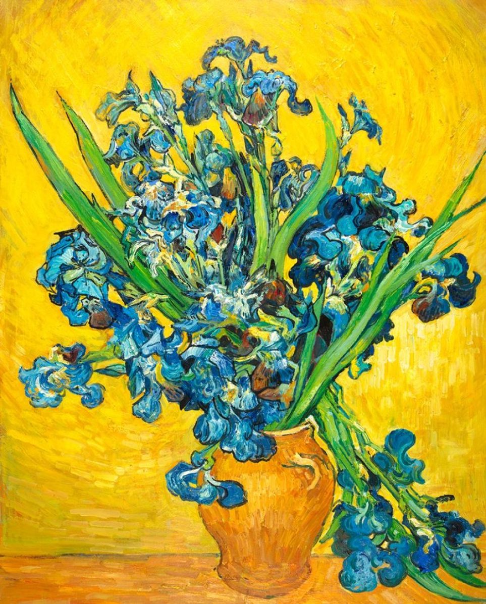 Vase with Irises against a Yellow Background Van Gogh oil painting reproduction