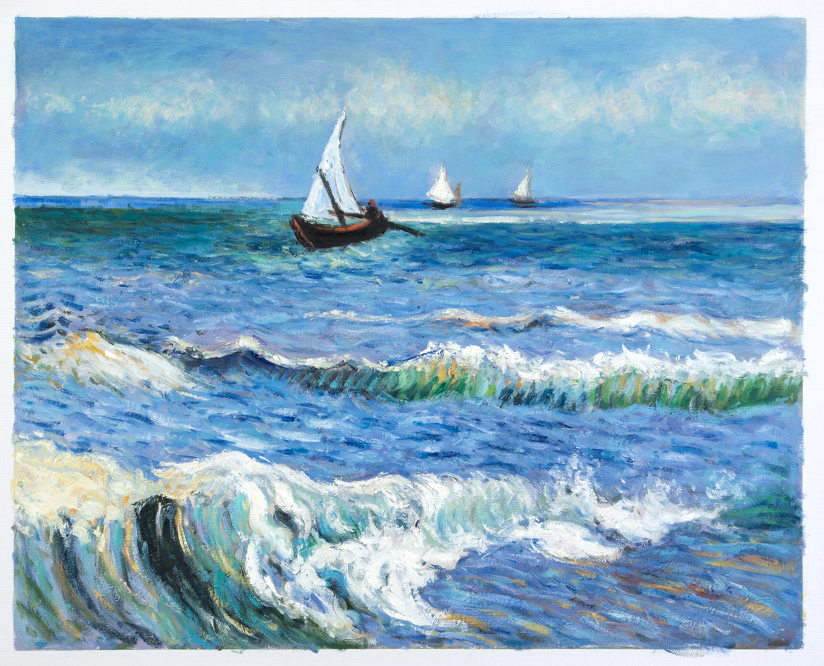 Seascape at Saintes-Maries reproduction | Van Gogh Studio